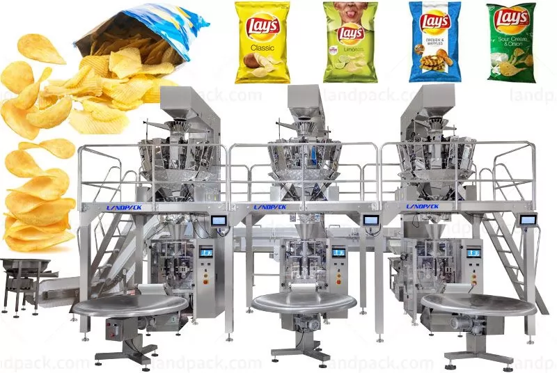 Automatic Potato Chips Popcorn Granule Vertical Weighing Packaging Line