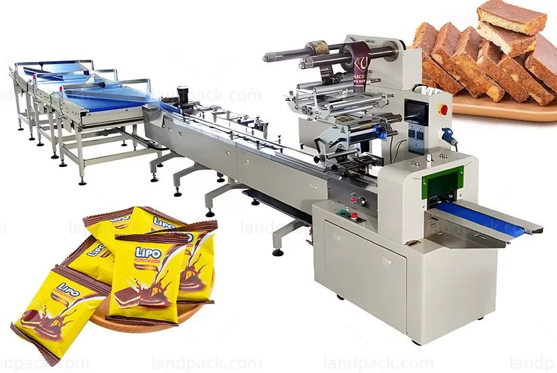 Automatic Rusk Bread Flowpack Packaging Machine Line Cookies Biscuits Feeding Packaging Line