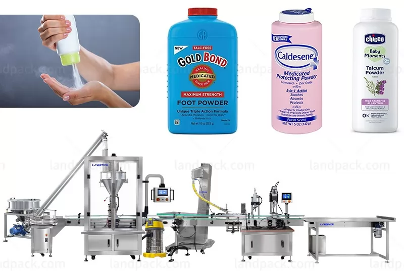 Automatic Baby Talcum Powder Bottle Weighing Filling Capping Machine Line