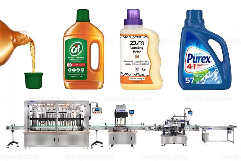 Fully Automatic Disinfectant Liquid Bottle Filling Capping Labeling Machine Line