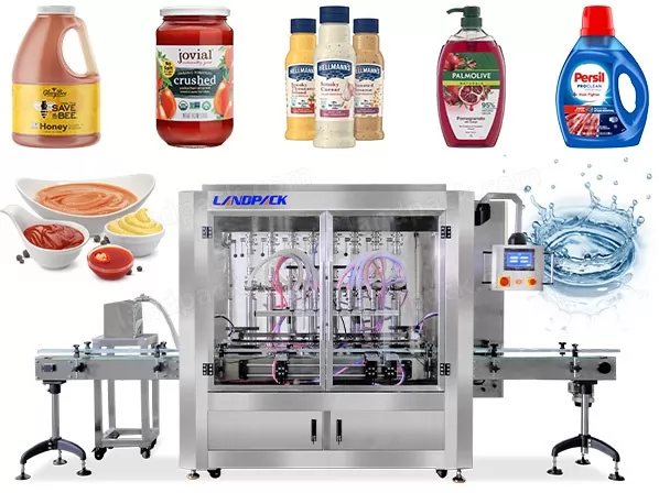 High Precision 8 Nozzles Liquid Bottle Filler Inline Filling System