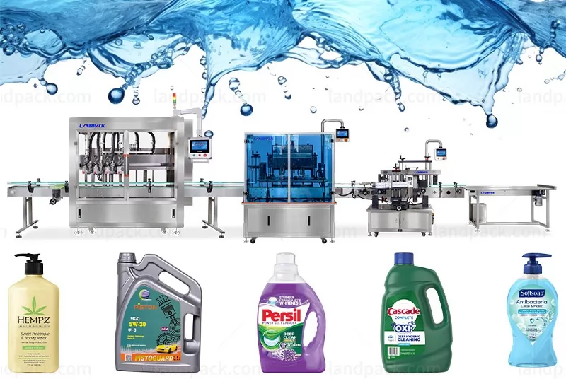 Automatic Liquid Bottle Inline Filler Tracking Type Filling Capping Labeling Machine Line