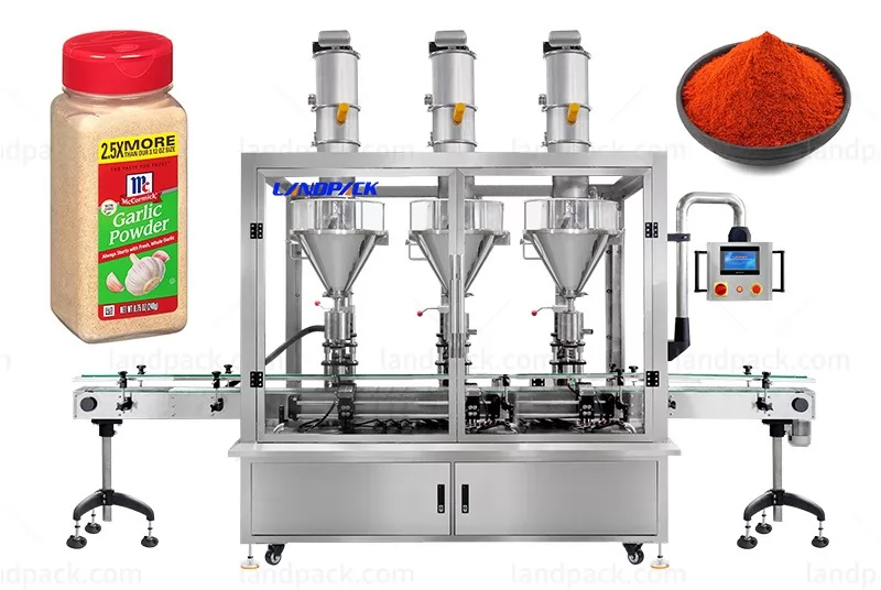 Powder Inline Bottle Filler Automatic 3 Heads Auger Powder Filling Machine
