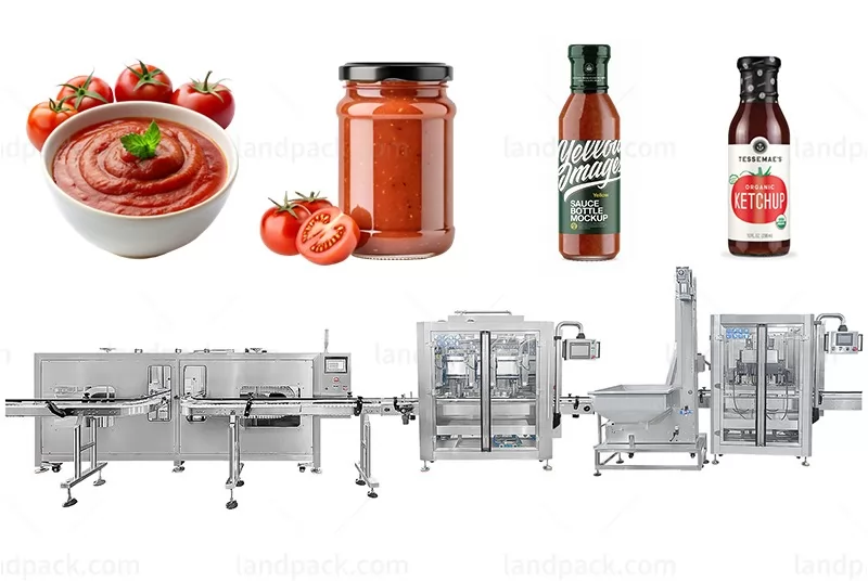 Automatic Ketchup Condiment Bottle Washing Filling Capping Production Line