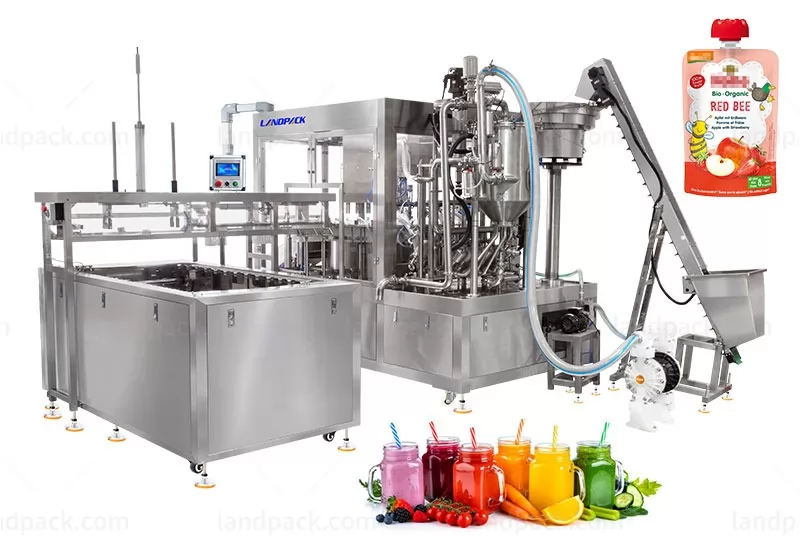 Spout Pouch Filling Capping Machine With CIP And Automatic Pouch Feeding System
