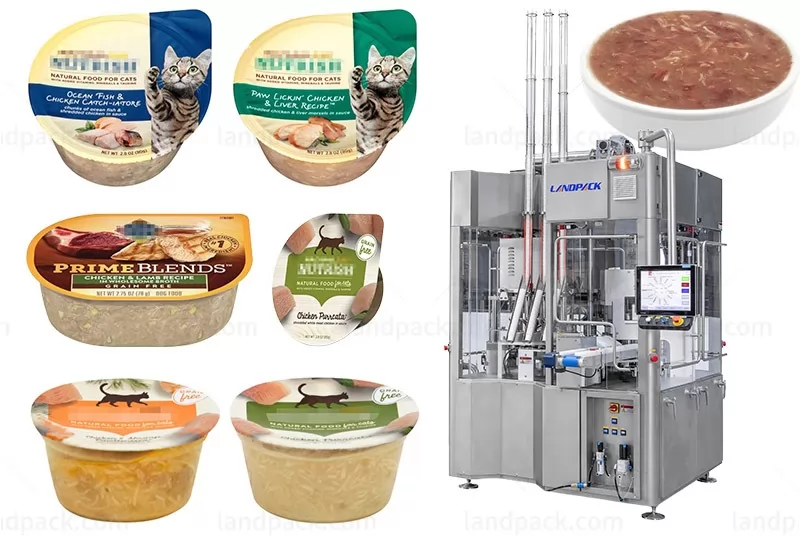 Automatic Wet Pet Food Packaging Machine Rotary Cup Filling And Sealing Machine